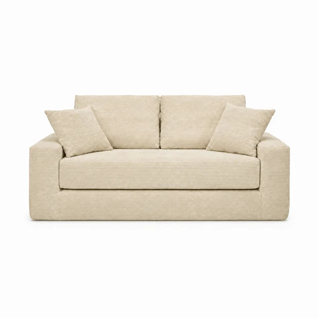 Canapé Compressé Reverso 2 Places Beige Crème – Velours Côtelé