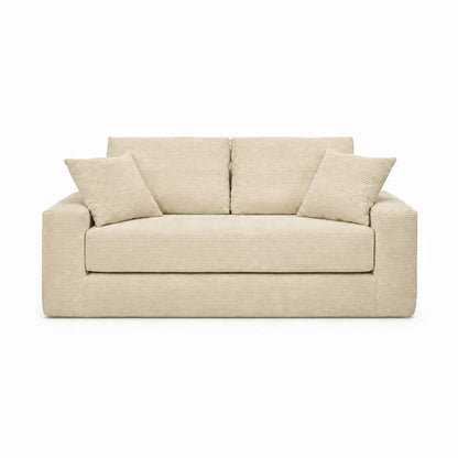 Canapé Compressé Reverso 2 Places Beige Crème – Velours Côtelé