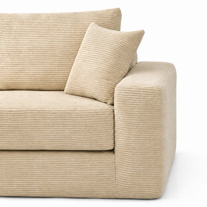 Canapé Compressé Reverso 2 Places Beige Crème – Velours Côtelé