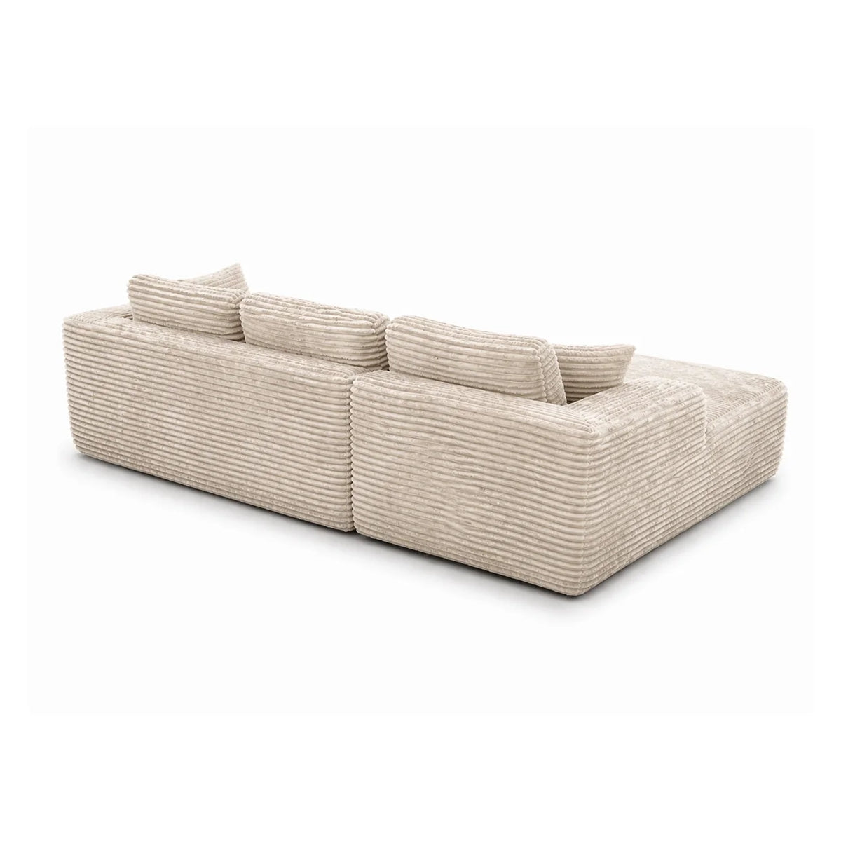 Canapé Compressé Novera Beige Crème en velours côtelé avec méridienne