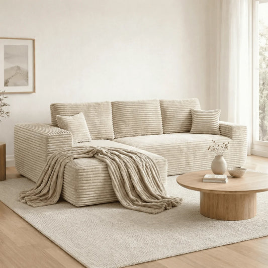 Canapé Compressé Novera Beige Crème dans un salon lumineux