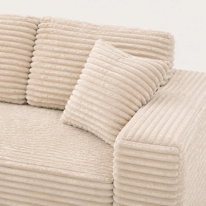 Détail du velours côtelé du Canapé Compressé Novera Beige Crème
