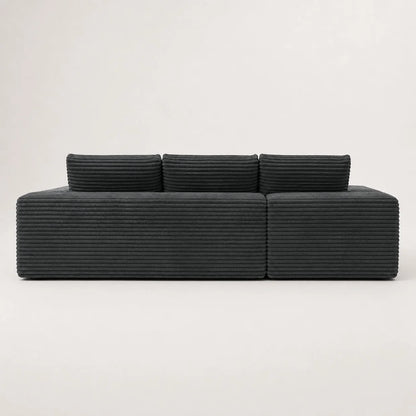 Canapé Compressé Novera Gris Anthracite – Canapé d’Angle avec Méridienne en Velours Côtelé