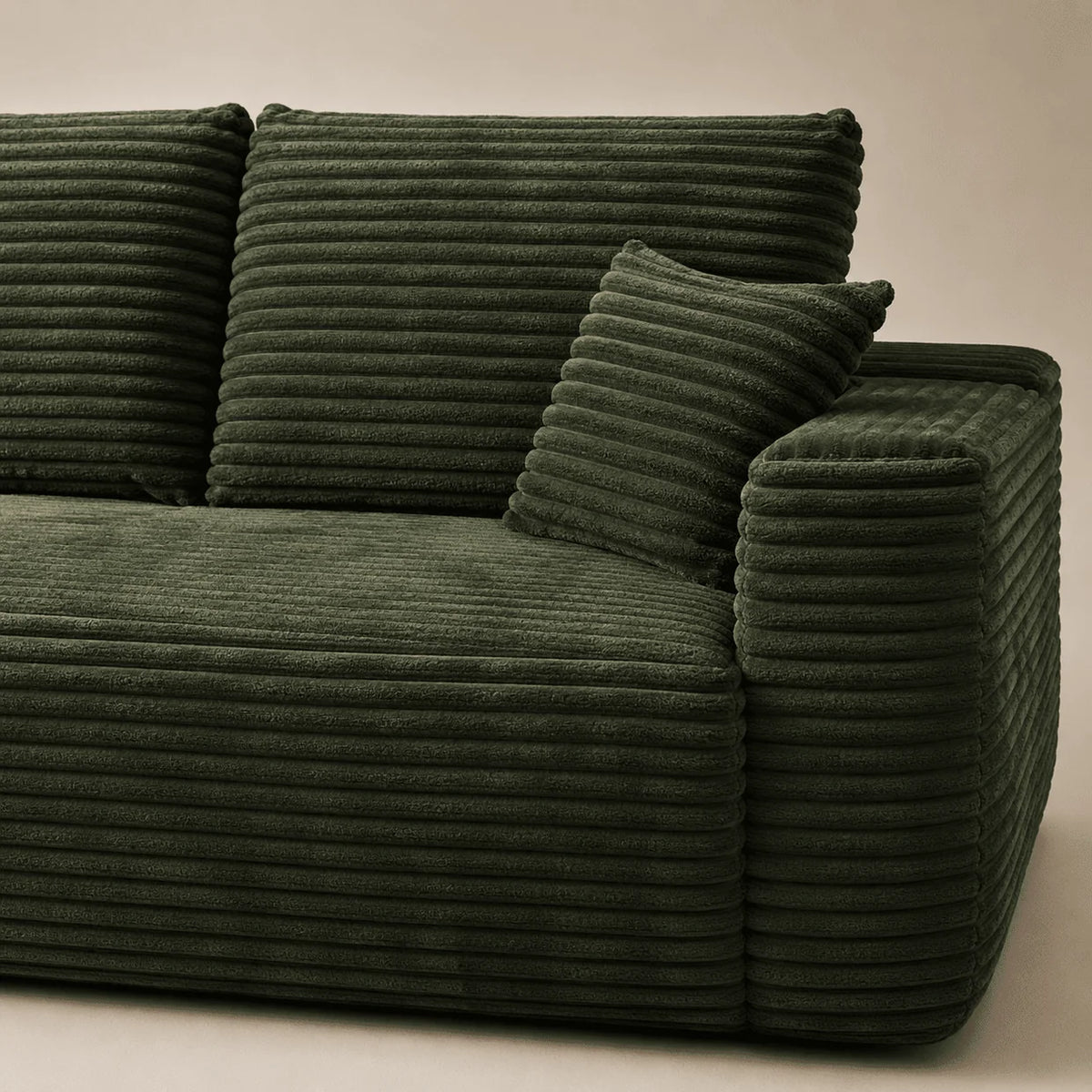Canapé Compressé Novera Vert – Canapé d’Angle avec Méridienne en Velours Côtelé