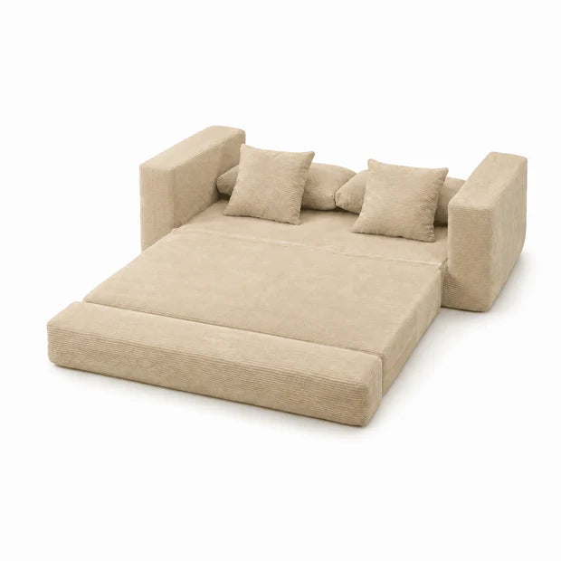 Canapé Compressé Reverso 2 Places Beige Crème – Velours Côtelé