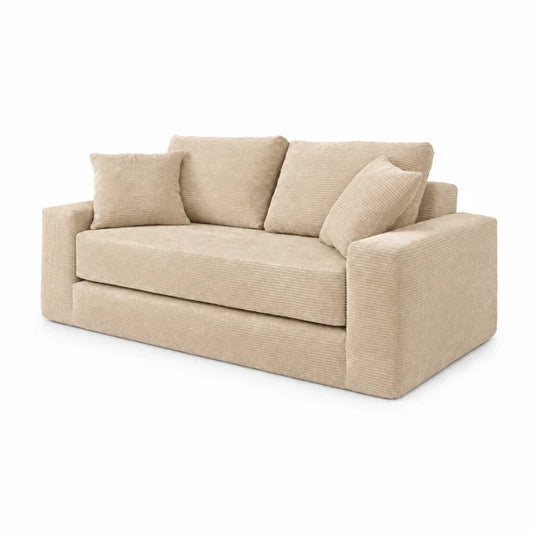 Canapé Compressé Reverso 2 Places Beige Crème – Velours Côtelé