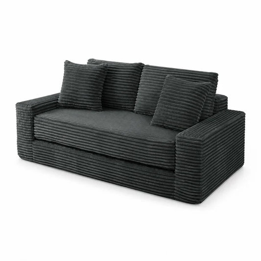 Canapé Compressé Reverso 2 Places Gris – Velours Côtelé